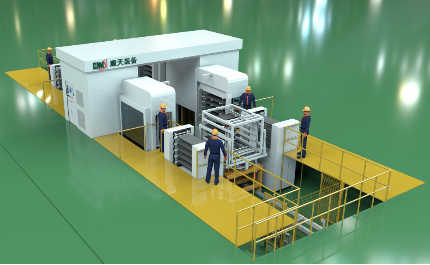 多层热冷压成型线图片